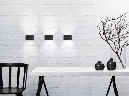 Eckige Wandleuchte NENE innen & außen schwarz up&down